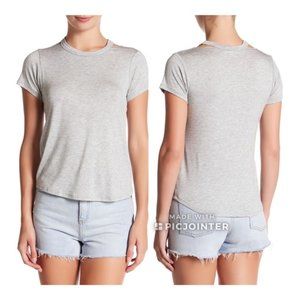 NWT C&C California Niki Distressed Neck Gray T Shirt Short Sleeve